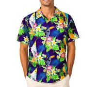 King Kameha Funky Camisa-Hawaiana, Manga-Corta, Parrot-Cockatoo, Violeta, L
