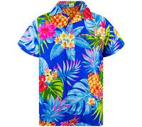 King Kameha Funky-Camisa-Hawaiana, Manga-Corta, Pineapple, Azul, 12XL