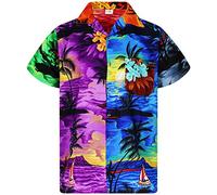 King Kameha Funky-Camisa-Hawaiana, Manga-Corta, Surf-Style, Colores-Mezclados-Al-Azar, XL