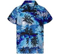 King Kameha Funky-Camisa-Hawaiana, Manga-Corta, Surf-Style, Turquesa-Oscuro, 6XL