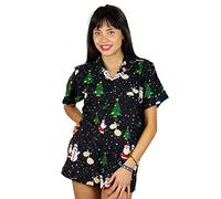 King Kameha Funky Camisa Hawaiana Navidad, Christmas Buddys, Black, S