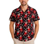 King Kameha Funky-Camisa-Hawaiana Navidad Hombre Manga-Corta Elegante X-Mas Santa-Claus Muñeco-De-Nieve Unisexo