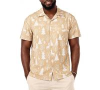 King Kameha Funky-Camisa-Hawaiana Navidad Hombre Manga-Corta Elegante X-Mas Santa-Claus Muñeco-De-Nieve Unisexo