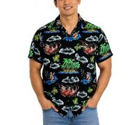 King Kameha Funky-Camisa-Hawaiana Navidad Hombre Manga-Corta Elegante X-Mas Santa-Claus Muñeco-De-Nieve Unisexo