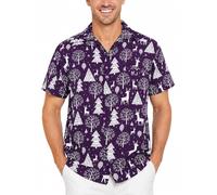 King Kameha Funky-Camisa-Hawaiana Navidad Hombre Manga-Corta Elegante X-Mas Santa-Claus Muñeco-De-Nieve Unisexo