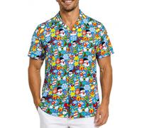 King Kameha Funky-Camisa-Hawaiana, Navidad, Manga-Corta, Christmas-Allover, Azul-Hielo, L