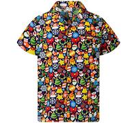 King Kameha Funky-Camisa-Hawaiana, Navidad, Manga-Corta, Christmas-Allover, Azul-Oscuro, 6XL