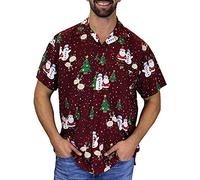 King Kameha Funky-Camisa-Hawaiana, Navidad, Manga-Corta, Christmas-Buddies, Rojo, L