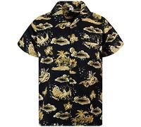 King Kameha Funky-Camisa-Hawaiana, Navidad, Manga-Corta, Christmas-Island, Mono-Sepia, S