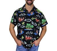 King Kameha Funky-Camisa-Hawaiana, Navidad, Manga-Corta, Christmas-Island, Multi-Negro, M