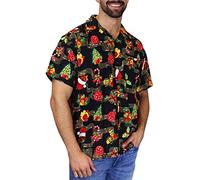 King Kameha Funky-Camisa-Hawaiana, Navidad, Manga-Corta, Christmas-Music, Negro, 3XL