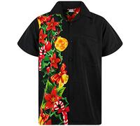 King Kameha Funky-Camisa-Hawaiana, Navidad, Manga-Corta, Christmas-Wedding, Negro, 5XL