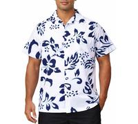 King Kameha Tallas Grandes Camisa Hawaiana para Hombre de Manga Corta, Camisa Aloha de Verano con Estampado de Hibisco, Ligera y fácil de cuidar