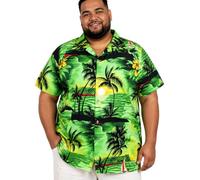 King Kameha Tallas Grandes Camisa Hawaiana para Hombre de Manga Corta, Camisa Aloha de Verano con Estampado de navegar, Ligera y fácil de cuidar