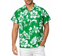 King Kameha Tallas Grandes Camisa Hawaiana para Hombre de Manga Corta, Camisa Aloha de Verano con Estampado de Hibisco, Ligera y fácil de cuidar