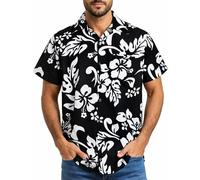 King Kameha Tallas Grandes Camisa Hawaiana para Hombre de Manga Corta, Camisa Aloha de Verano con Estampado de Hibisco, Ligera y fácil de cuidar