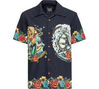 King Kerosin Tropical Hawaiian Style Deluxe Hombre Camisa Manga Corta Negro XL 100% algodón Regular