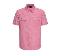 King Kerosin Camisa de hombre | manga corta | camisa occidental | vaquero | retro | vintage | 50s | rockabilly | algodón | bolsillo en el pecho | botones de presión, rojo, M