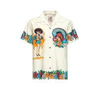 King Kerosin Camisa hawaiana para hombre · Camisa hawaiana · Artwork · Print · México · Pinup · Retro · Vintage · Rockabilly · 50s · Manga corta · Cuello de solapa · Biker · Camionero · Acapulco Gold