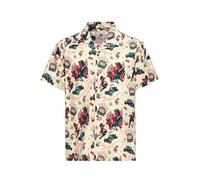King Kerosin Camisa hawaiana para hombre · Camisa hawaiana · Rockabilly · 50s · Pinup · Vegas · Casino · Hotrod · Devil · Vintage · Retro · Manga corta · Cuello de solapa · Biker · Camionero