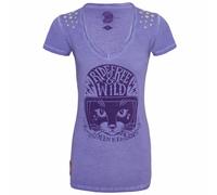 King Kerosin Camisa Mujer Ride Wild and Free Oilwashed Púrpura XL