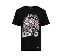 King Kerosin Camiseta con estampado para hombre con gran barra caliente de cromo Won't Get You Home, Negro , L