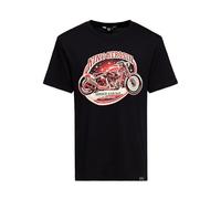 King Kerosin Camiseta para hombre | Bobber | Biker | Motorcycle | Retro | Regular Fit | Vintage | California | Manga corta | Camiseta estampada | Cuello redondo | Puños rectos Bobber Garage, Negro ,