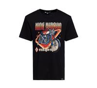 King Kerosin Camiseta para hombre | Camiseta estampada | Camiseta de manga corta | Obra de arte | Estampado | 70S | Retro | Chopper | Motocicleta | Biker Wild & Free, Negro , S