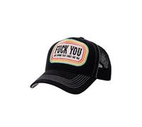 King Kerosin F*ck You - Gorra de camionero para hombre, malla de malla, cierre de orificios, color negro, declaración de parche, motero, rockero, retro, snapback
