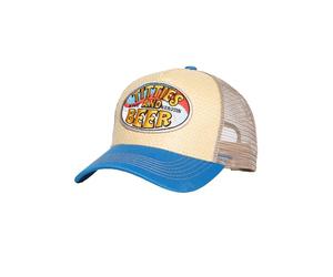 King Kerosin Gorra de camionero para hombre | paja | gorra | cerveza | verano | vintage | 70S | malla | Hawaii | parche tetas y cerveza