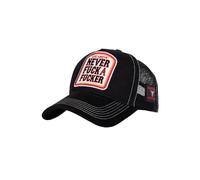 King Kerosin Gorra de malla para hombre Lucki Maurer Ludwig Maurer Edición Limitada Rocker Biker Star Koch Statement Stitching Never Fuck A Fucker, Negro , Talla única