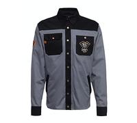 King Kerosin Motor Service Speedshop Workwear Camicia, Nero/Grigio, L