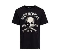 King Kerosin Skull Palma Hombre Camiseta Negro M 100% algodón Regular