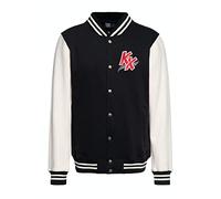 King Kerosin Sudadera universitaria para hombre, corte regular, bordados, ropa de calle, rockabilly, cintura acanalada, vintage, retro, béisbol, sudadera, ropa de calle, Negro , XL