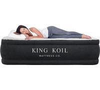 King Koil Colchón de aire doble de lujo con bomba de alta velocidad integrada para camping, hogar e invitados, tamaño individual, doble y alto, colchón inflable de lujo impermeable