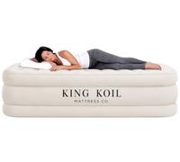 King Koil Luxury Pillow Top Queen Air Mattress con Bomba Rápida, Ideal para Casa, Campamento, Visitas, Tamaño Reina 20"