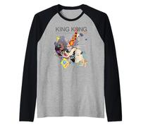 King Kong Skull Island X Mitsume Anime Manga Kaiju Cyberpunk Camiseta Manga Raglan