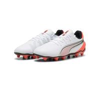 PUMA King Match FG/AG JR, Soccer Shoe, White-Glowing Red Black Silver, 41.5 EU