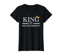 King of Backgammon - Juego de Dados para Jugadores de Backgammon Camiseta gráfica económica, Mujer, Negro, L