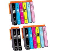 KING OF FLASH 24xl - Cartuchos de tinta de repuesto para Epson 24 XL para Epson XP-970, XP-55, XP-950, XP-860, XP-960, XP-750, XP-760, XP-850 (2 juegos y 2 negros)