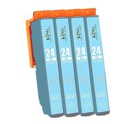 KING OF FLASH Cartuchos de tinta compatibles con Epson 24XL para impresoras Epson Expression Photo XP-970 XP-55 XP-950 XP-860 XP-960 XP-750 XP-760 XP-760 XP-850 (cian claro)