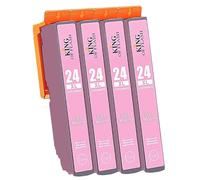 KING OF FLASH Cartuchos de tinta compatibles con Epson 24XL para impresoras Epson Expression Photo XP-970 XP-55 XP-950 XP-860 XP-960 XP-750 XP-760 XP-760 XP-850 (magenta claro)