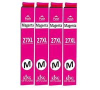 KING OF FLASH Cartuchos de tinta de repuesto para Epson 27XL uso con Workforce WF-7720 WF-7210 WF-7710 WF-3620 WF-3640 WF-7110 WF-7610 WF-7620 WF-7715 (4 magenta)