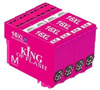 King of Flash nuevo Compatible Impresora Cartuchos de tinta cian, Magenta, amarillo, negro para Epson T1631 T1632 T1633 T1634 - Epson WF-2010 W, 2510 WF, 2520 NF, 2530 WF, 2540 WF impresoras