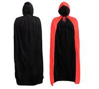 King of Halloween M (120 cm), capa reversible con capucha, color negro y rojo vampiro, también ideal para magos, diablos, caperucita roja, asesino, cosplay, juegos de rol, edad medieval, unisex