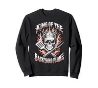 King of The Backyard Flame se enorgullece de Asar a la Parrilla a la Parrilla con Humor Sudadera