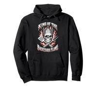 King of The Backyard Flame se enorgullece de Asar a la Parrilla a la Parrilla con Humor Sudadera con Capucha