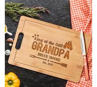 King of the Grill - Tabla de cortar grabada personalizada para hombres, tabla de embutidos personalizada, ideal para papá, marido, abuelo o hijo en el día del padre, Navidad, cumpleaños