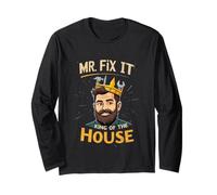 King of the House Dad Mr Fix It Funny para el Día del Padre Manga Larga