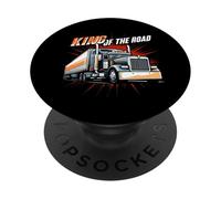 King of The Road Semi Trucker Driver Big Rig Design PopSockets PopGrip Adhesivo